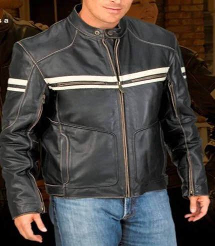 Vintage Stripe Leather Armour Jacket
