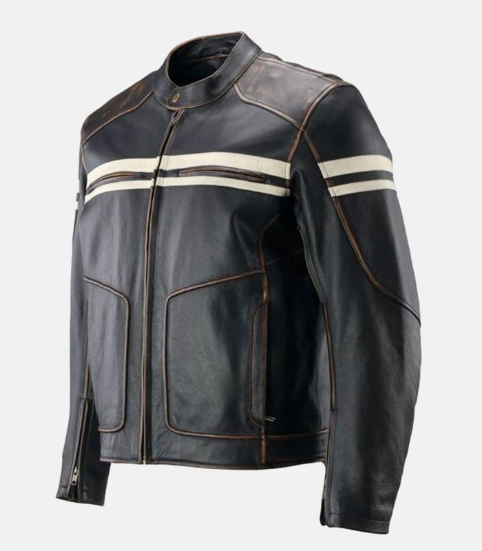 Vintage Stripe Leather Armour Jacket
