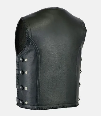 Mens Leather Vest with Perforated Leather Lining - Image 2
