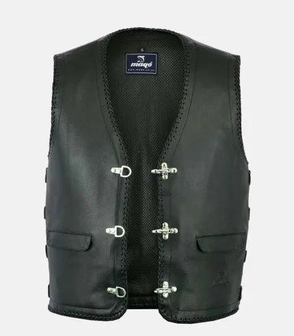 Mens Leather Vest with Perforated Leather Lining - Image 3