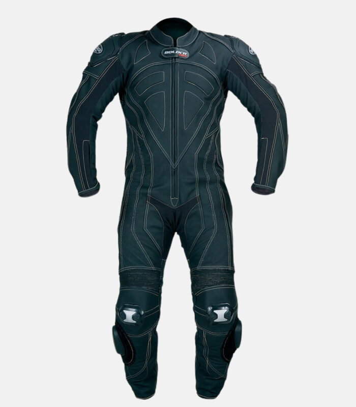 Motorcycle 1-Piece Black Leather Racing Suit