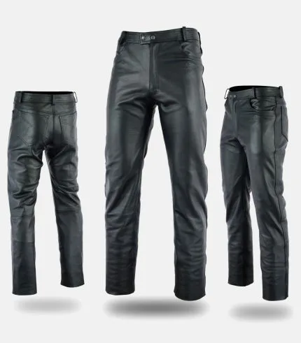 Maqo Classic Leather Motorcycle Jeans Trouser