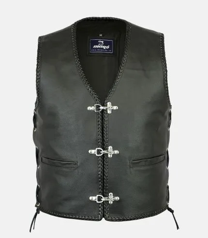 Maqo Fishhook Buckles Side Laced Motorcycle Vest