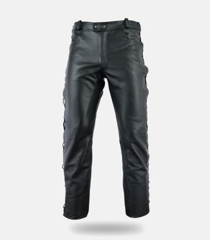 Classic Leather Motorcycle Disco Pant Side Laced Trouser