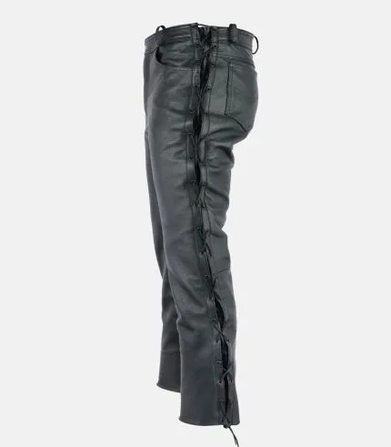 Classic Leather Motorcycle Disco Pant Side Laced Trouser