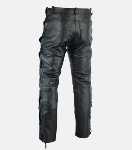 Classic Leather Motorcycle Disco Pant Side Laced Trouser