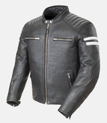 Motorcycle Antique Leather Stripes Jacket with CE Approved Armours