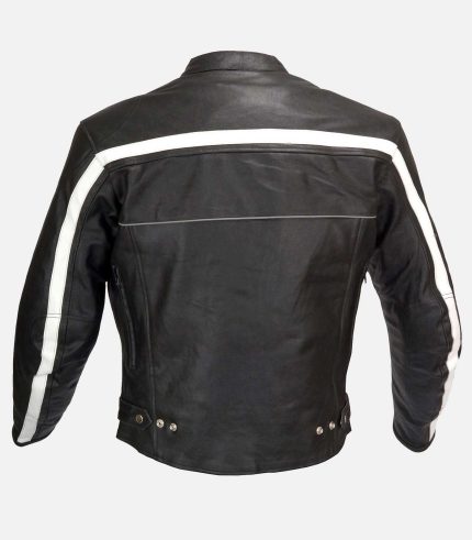 Mens Motorcycle Single Stripe Leather Armour Jacket
